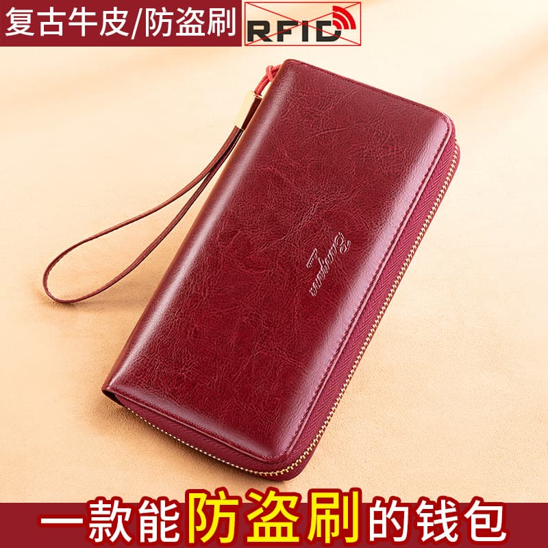 Women's Wallet Long Style 2026 New Genuine Leather Large Capacity One-Piece Zipper Clutch Can Hold Phone Wallet