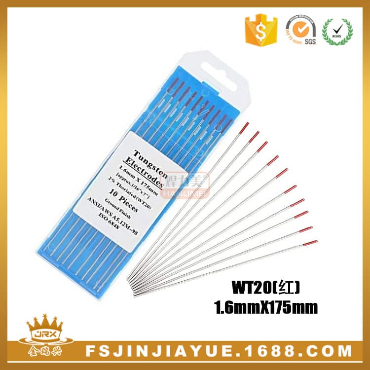 Argon Arc Welding Tungsten Electrode Tungsten Needle 1.6X175mm WT20 Argon Arc Welding Machine Tungsten Needle Red Tip Thorium Tungsten Electrode Tungsten Rod