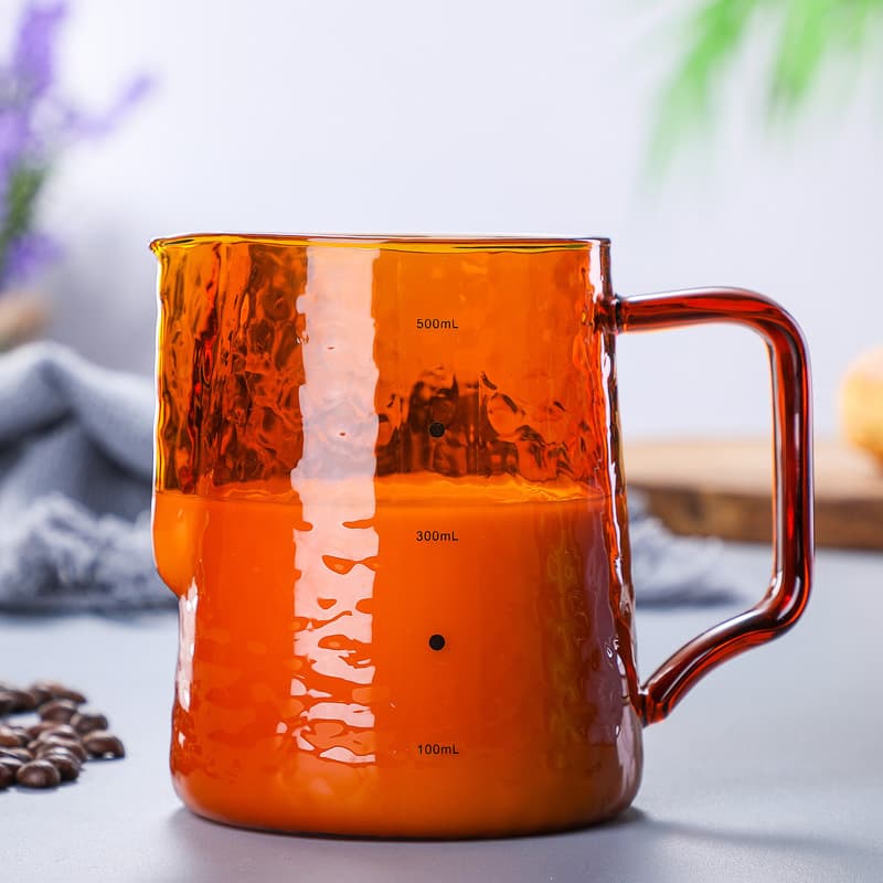 Wujiawu Pointed Latte Art Cup Colorful Handmade Glass Coffee Latte Pitcher Milk Frothing Pitcher for Coffee Machines