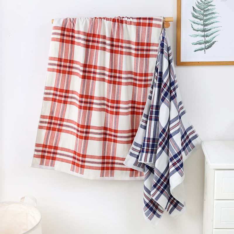 Factory Wholesale Direct Supply Pure Cotton Gauze Bath Towel Yarn-Dyed All-Cotton Adult Wrap Large Towel Gift Can Be Embroidered