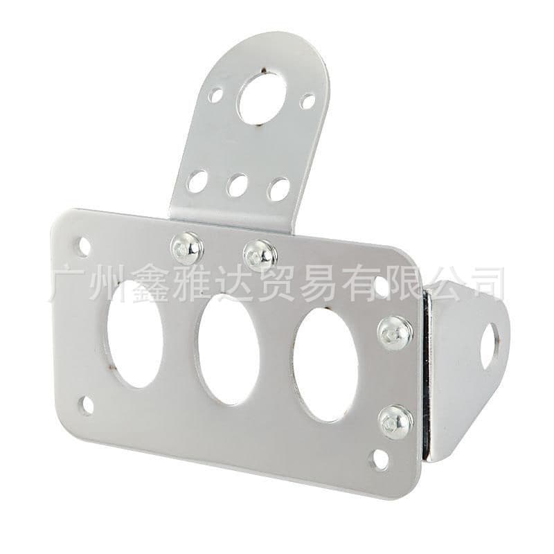 Motorcycle Accessories Side Direction Tail Light License Plate Bracket Cool Black, Motorcycle Modified Retro License Plate Frame, Chrome Plated
