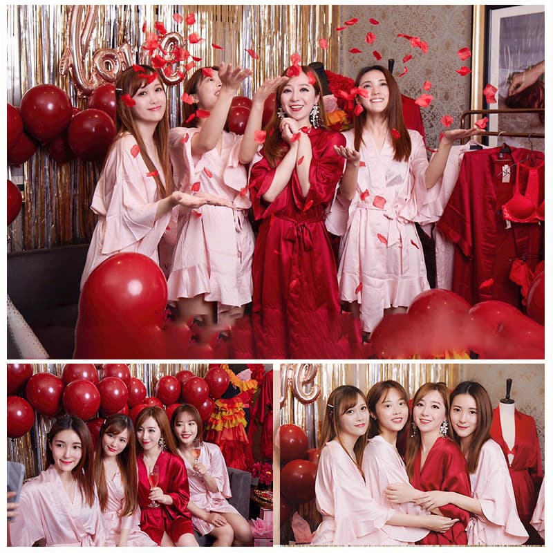 Bride and bridesmaids morning robes wedding party best friends embroidered pajamas sexy nightgowns women's summer