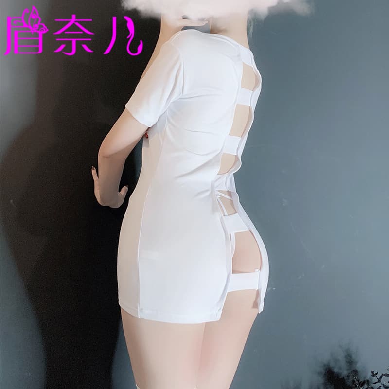 Sexy Lingerie Pure Temptation Plus Size Nurse Costume Women's Backless Tight Dress Back Lace Nurse Uniform Abstinence Style