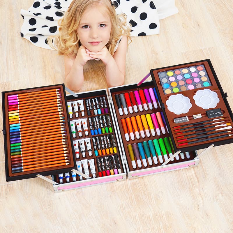 200pc Children's Student Painting Suit Crayons Watercolor Pens Art Set Educational Supplies Drawing Kit For Kids