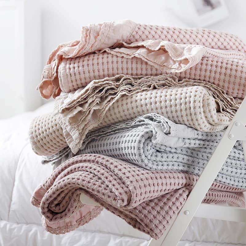 Exported Japanese-Style All-Cotton Waffle Weave Towel Blanket, Sofa Throw, Pure Cotton Office Air-Conditioner Lightweight Blanket