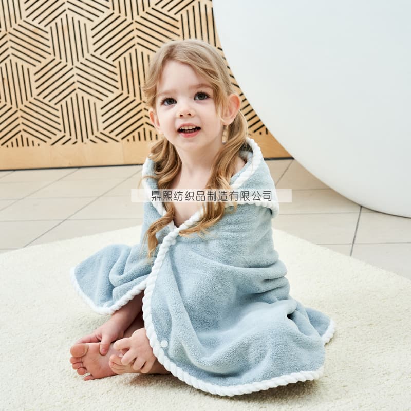 Hooded Bath Towel Coral Fleece Thickened Children's Cape Poncho Baby Gift Blanket Absorbent Thick Soft with Hood