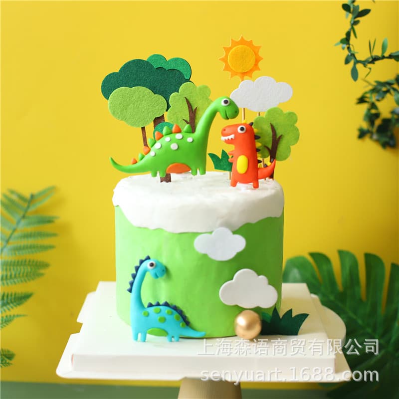 Soft Clay Dinosaur Baking Cake Decorations Forest System Dinosaur Animal Soft Clay Cake Plug-ins Party Dress Up