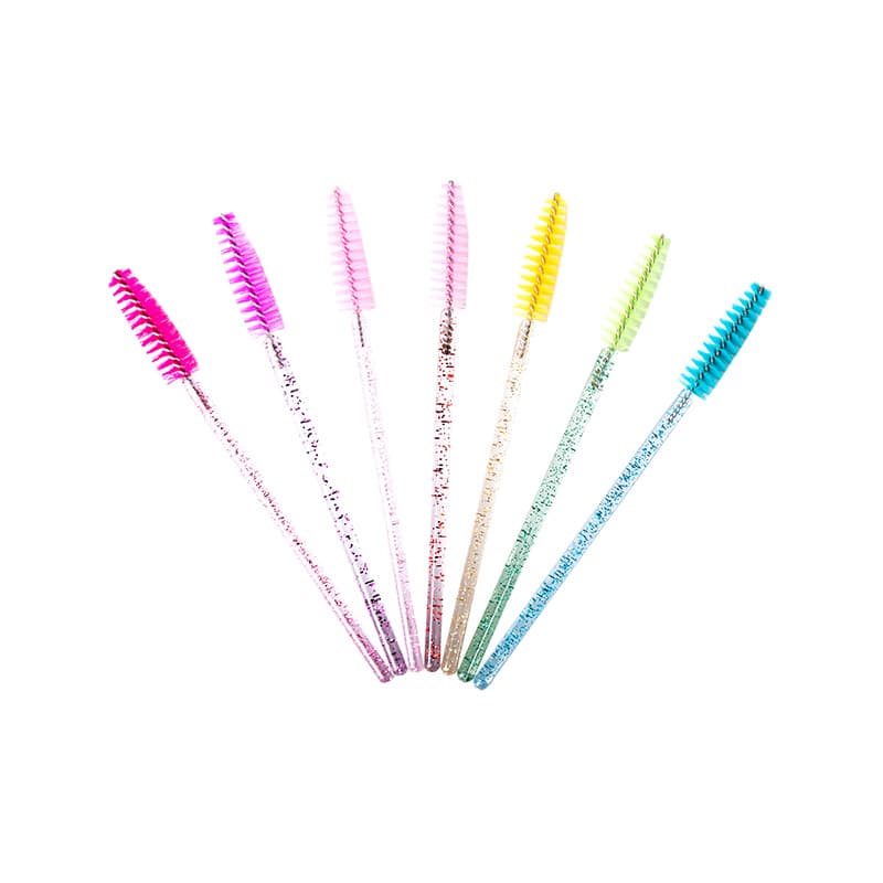 Disposable crystal handle eyelash brush, nylon head solid portable eyelash curler makeup brush for Amazon foreign trade