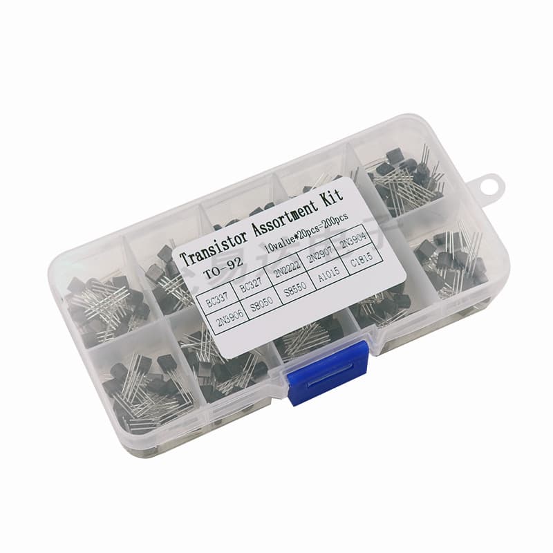 20pcs*10 types of through-hole transistor boxes, NPN TO-92, PNP, BC337, BC547, etc.
