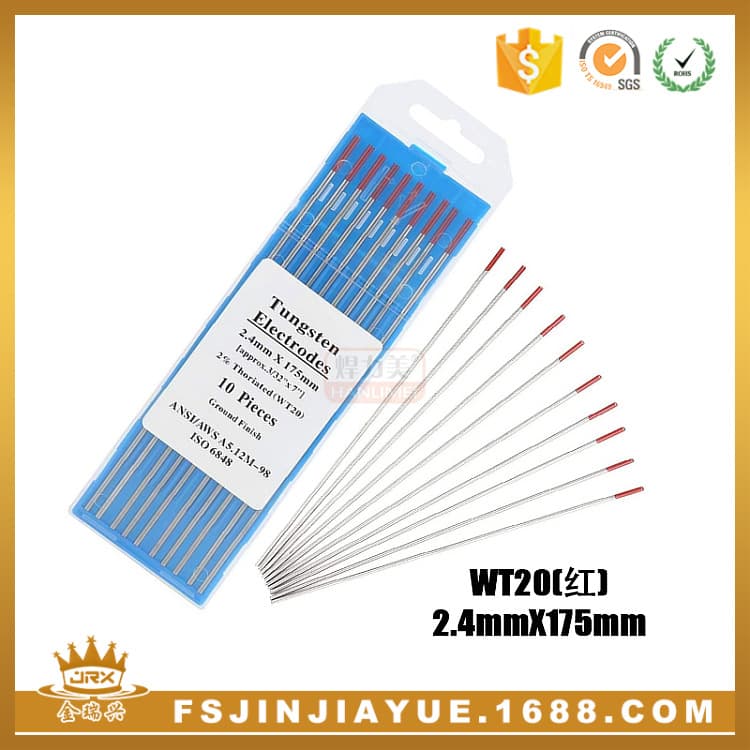 Argon Arc Welding Tungsten Electrode Tungsten Needle 2.4X175mm WT20 Argon Arc Welding Machine Tungsten Needle Red Tip Thorium Tungsten Electrode Tungsten Rod