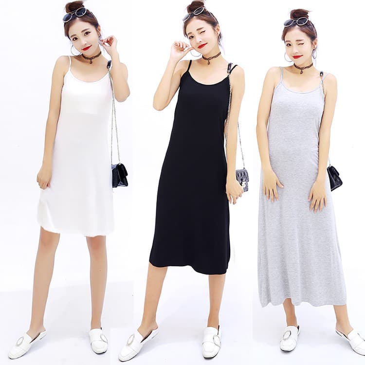 40knit base layer slip dress, extra long inner lining, modal plus size loose mid-length vest base dress