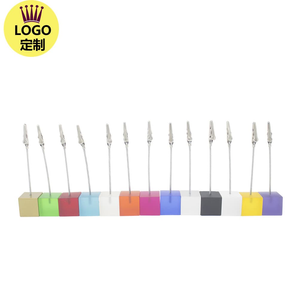 Colorful Block Photo Clip Business Card Postcard Direct Marketing Logo Geometric Resin Base Metal Clip Gift for Business
