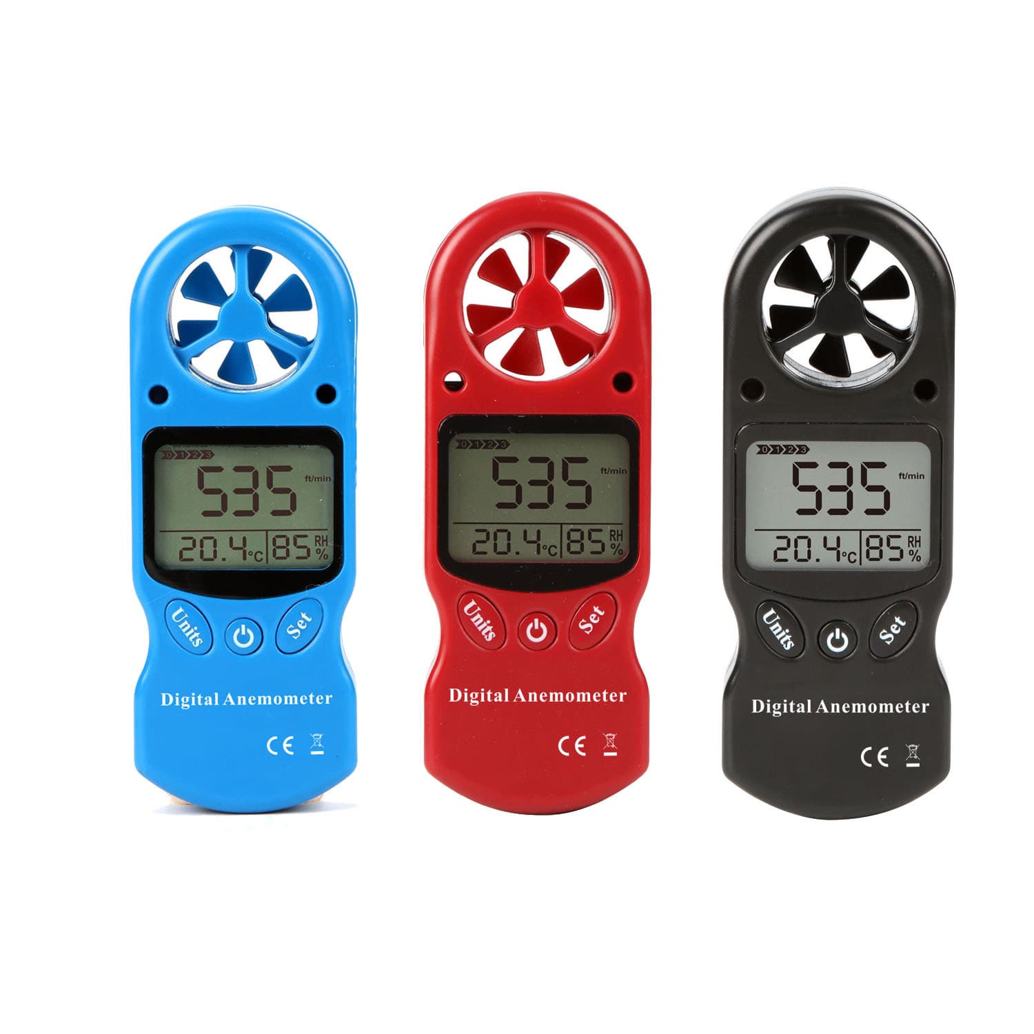 Mini handheld multi-functional digital temperature and humidity meter, anemometer, wind speed measuring instrument