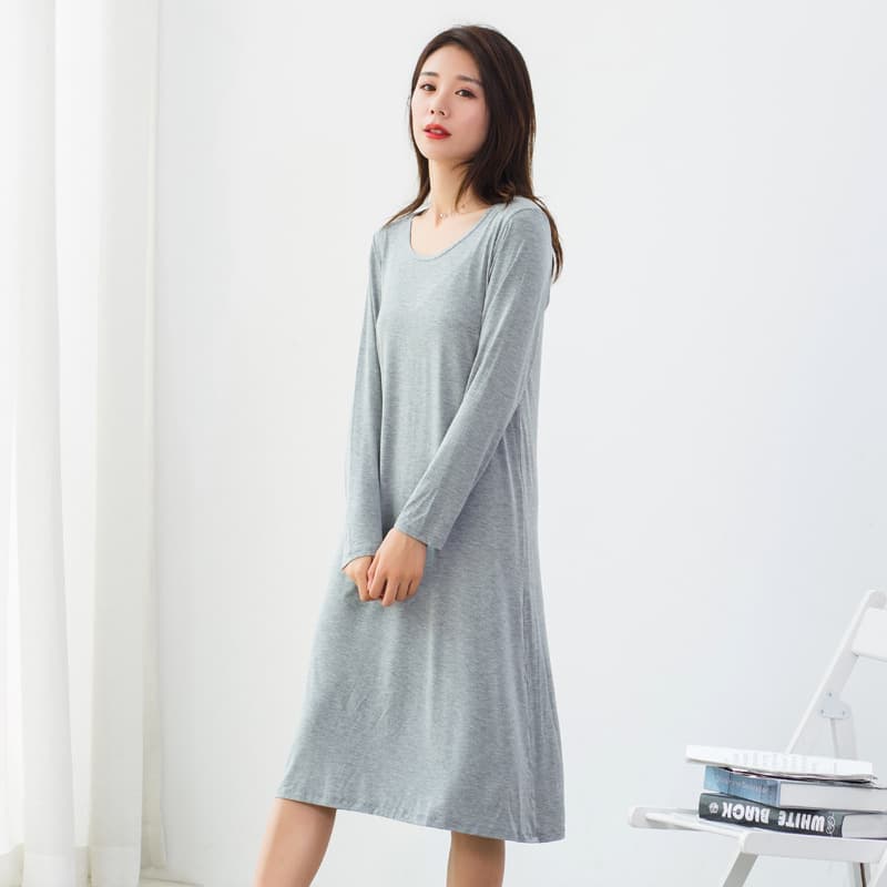 Modal Women's Sleepwear Long Sleeve Dress Loose-fit Nightgown Summer Lingerie Underwear Home Dress Base Skirt