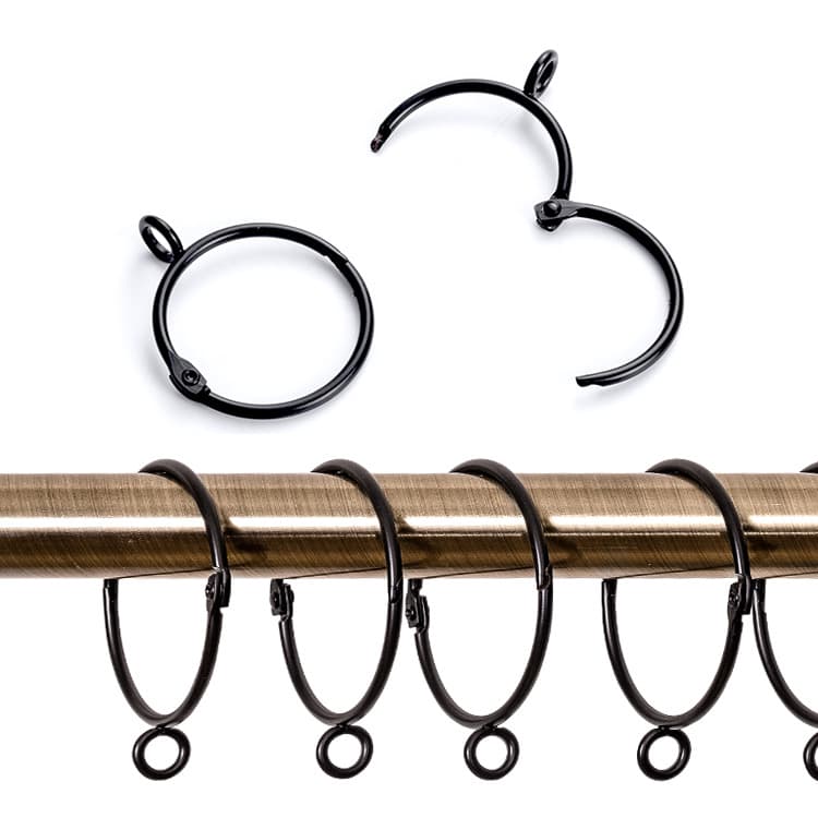 Silent Smooth Roman Rod Accessories with Openable Snap Rings and Small Rings, No-Rod Removal Hanging Metal Curtain Roman Rings