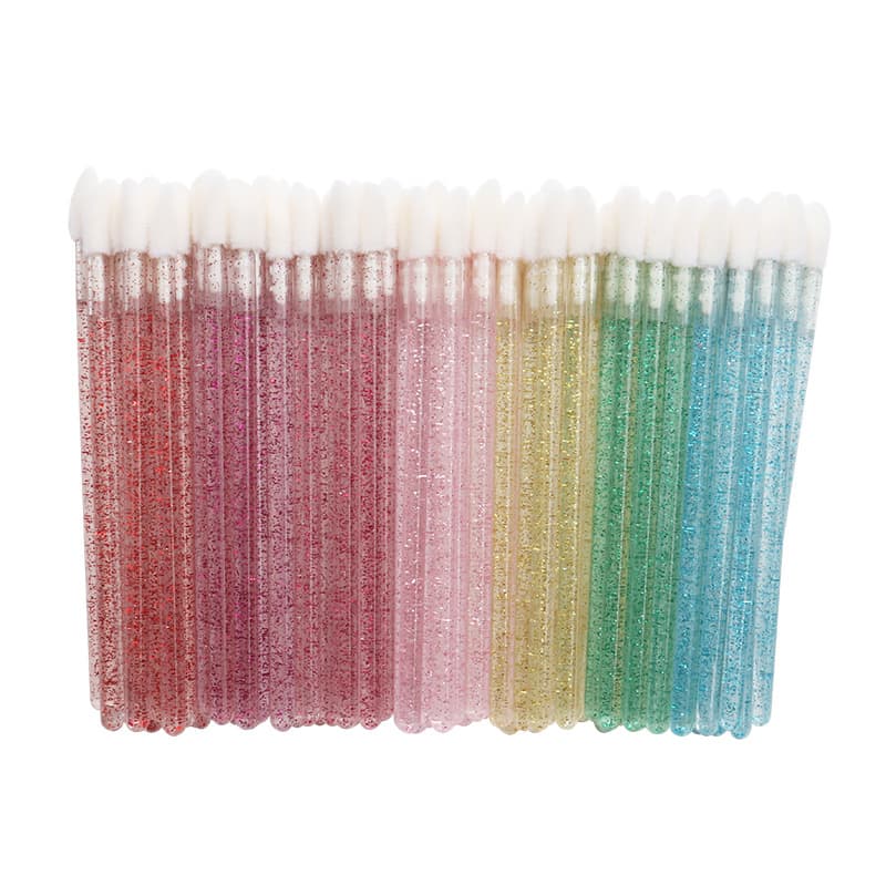 Wholesale lip color brushes, makeup brushes, beauty tools, 7 colors available, disposable crystal stem lip brushes, portable lipstick brushes
