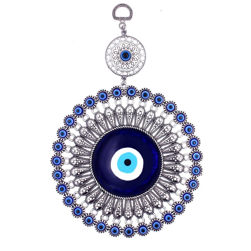 Living room Evileye silver metallic blue Turkish eye pattern wall hanging vintage decoration