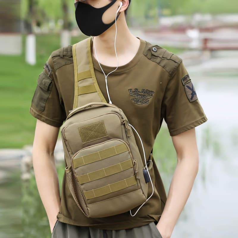 Tactical Chest Bag Men's Single Shoulder Crossbody Bag Outdoor Camo Large Capacity Multi-functional Men's Sling Bag Backpack