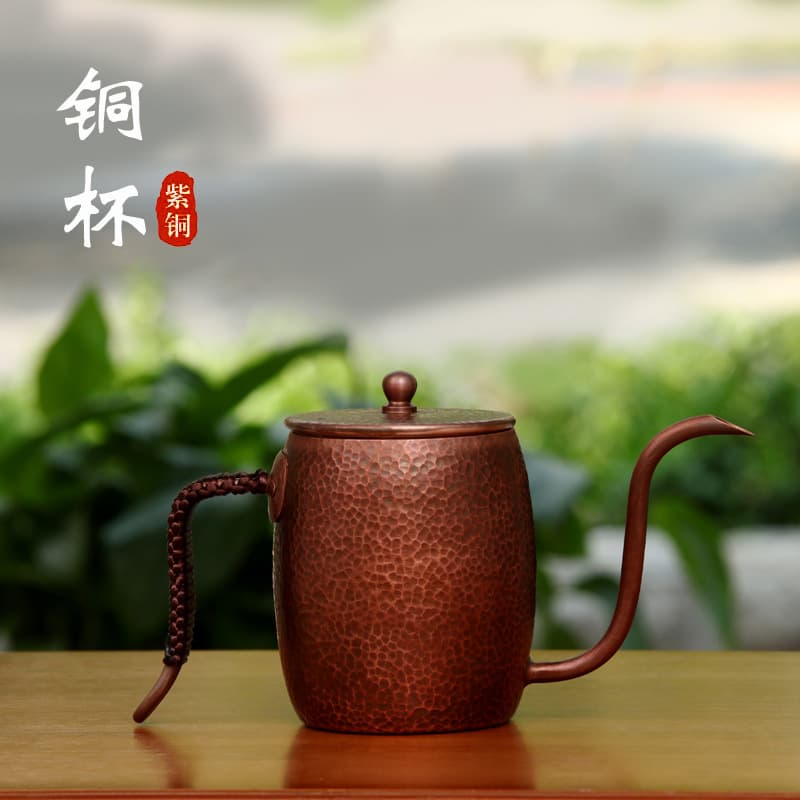 Handcrafted Pure Copper Pour-Over Coffee Kettle, Hand-Hammered Coffee Pot, Factory Direct Fine-Spout Copper Kettle, Copper Wine Decanter