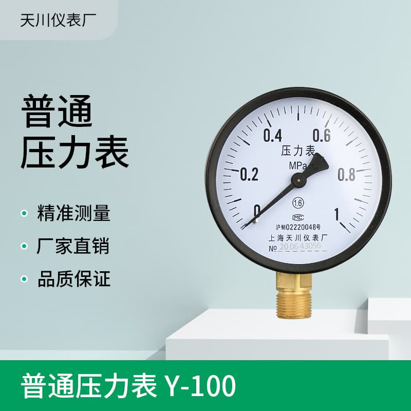 Tianchuan Y-100 General Pressure Gauge Water Pressure Gauge Air Pressure Gauge Steam Pressure Gauge 1.6 2.5MPa Boiler