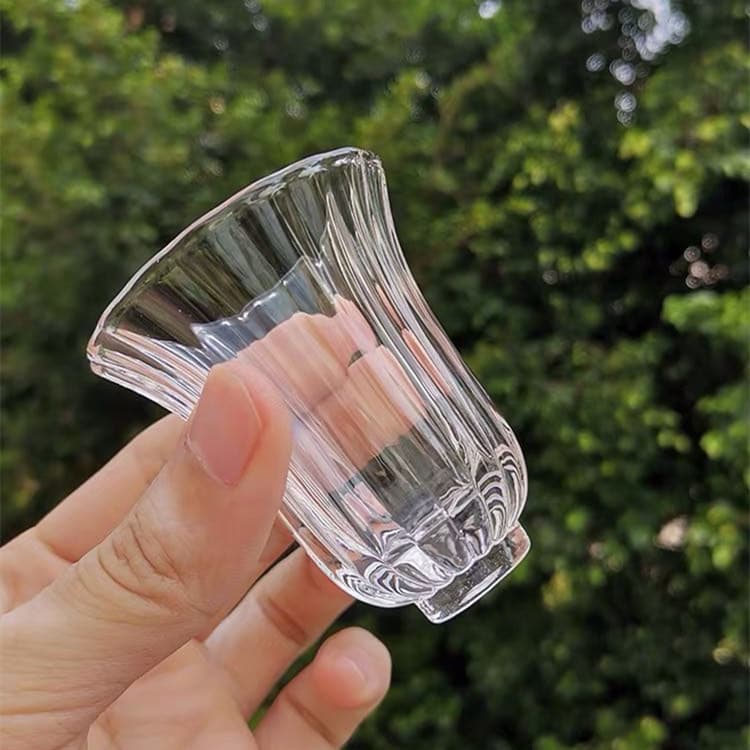 Japanese Small Teacup High-Temperature Resistant Handmade Hammered Pattern Transparent Glass Gongfu Tea Set Tea Bowl Tea Tasting Cup Master Cup