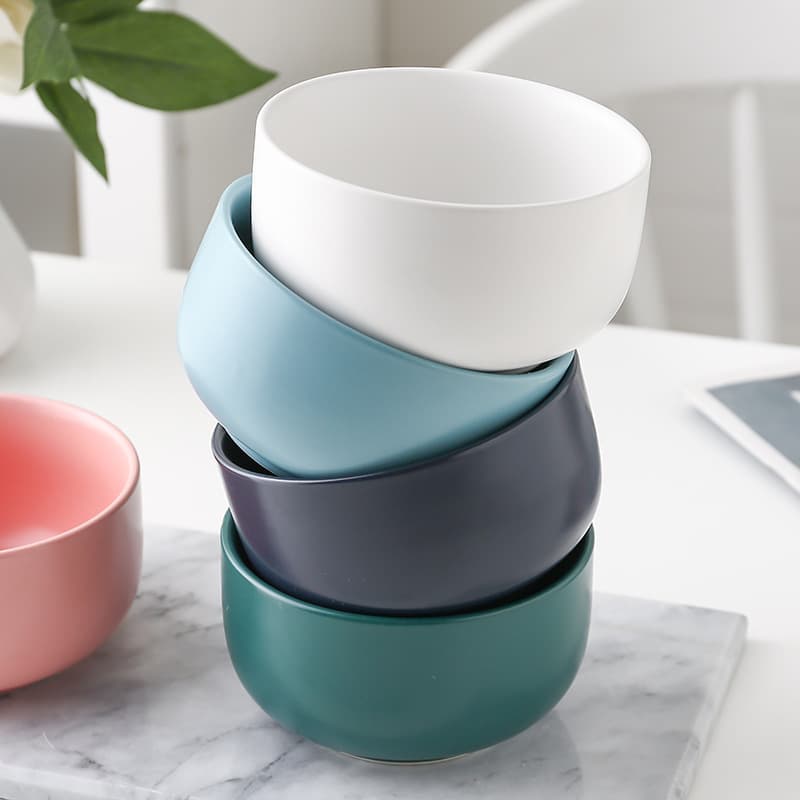 4.5inch Matte-Glazed Bowls, Rice Bowls, Ceramic Noodle Bowls, French-Style Bowls, Fruit Salad Bowls, Tableware with High Aesthetic Value