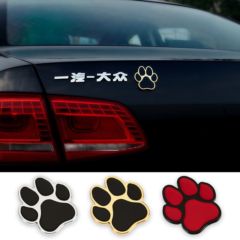 3D Metal Bear Paw Car Sticker, Funny Cute Paw Print Car Emblem, Creative Body Decal Scratch Cover