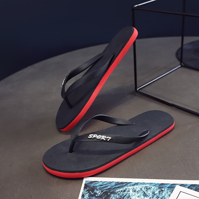 Men's Flip Flops Summer Outdoor Wear Toe Post Non-Slip Trendy Sandals Versatile Rubber Beach Sandals