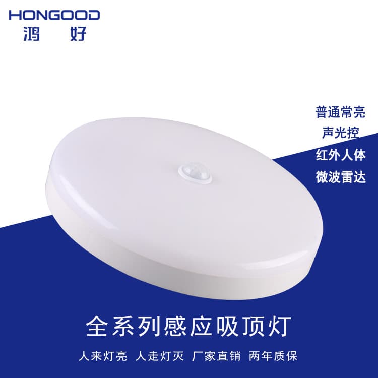 Spot human body sensor ceiling light, sound and light control radar, tri-proof, round moon style, cross-border property renovation smart corridor light