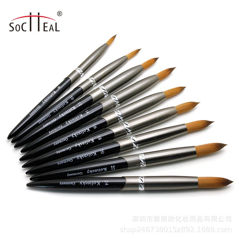 Nail art kit, round-tipped gray combination handle, sizes 8-24, large crystal pen wholesale, sculpted and painted.