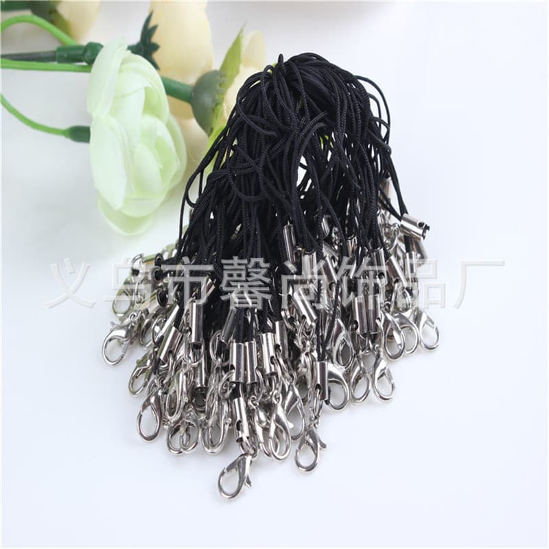 Black Alloy Lobster Clasp Phone Lanyard Metal Mobile Phone Chain Strap Hanging Rope Digital Computer Accessories