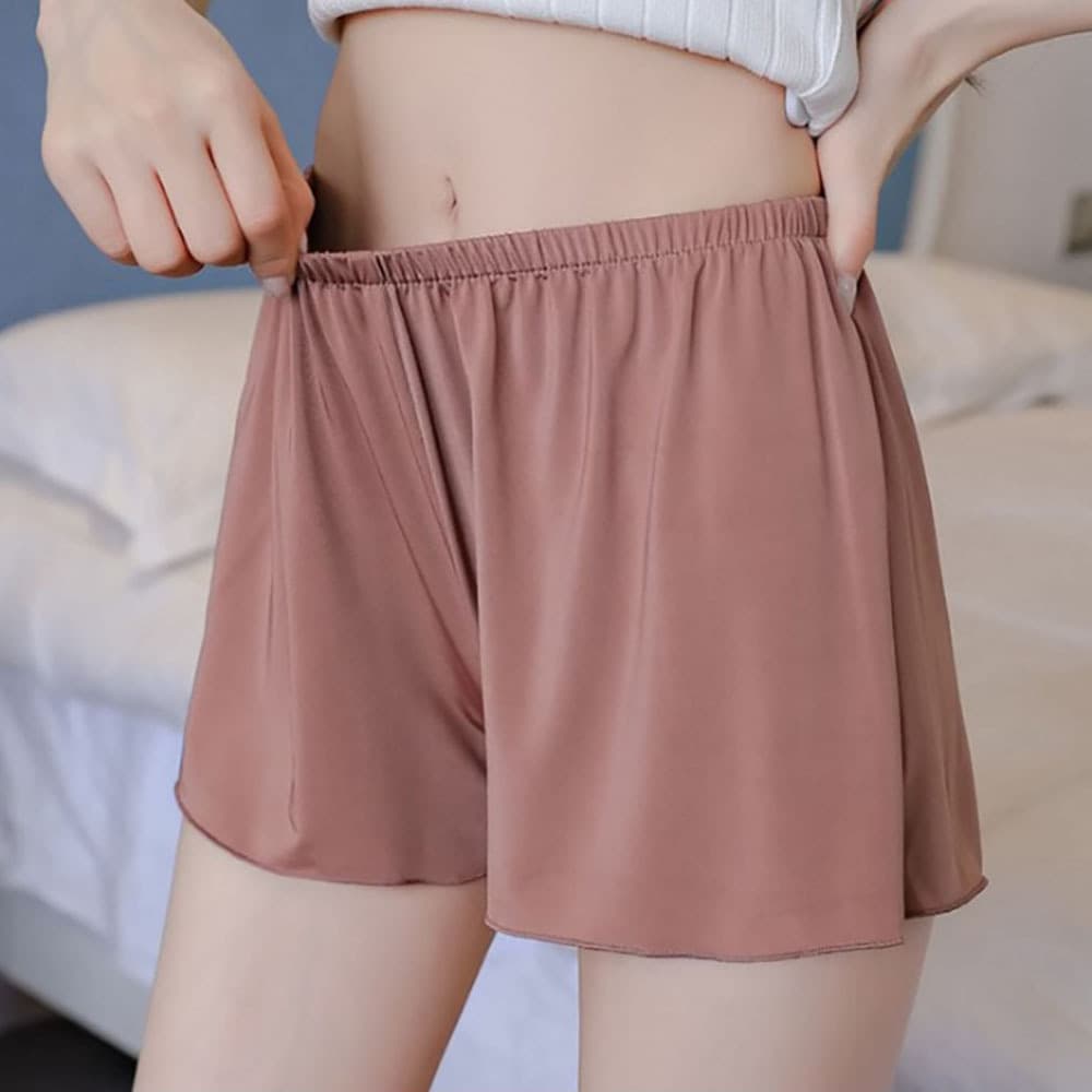 Women's Face Mask Base Loose Fit Summer Sleep Shorts, Plus Size, Ice Silk, Anti-Exposure Home Safety Shorts
