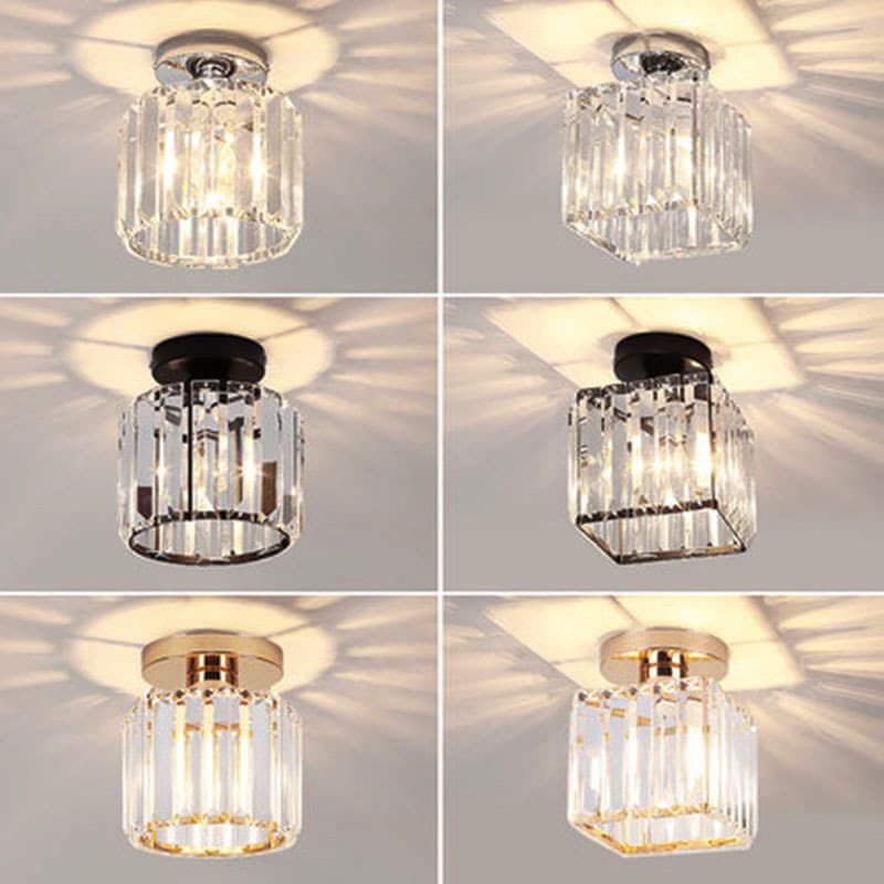 Nordic Style Crystal Ceiling Light Hallway Corridor Entrance Modern Minimalist Home Decor LED Lampshade Iron Material