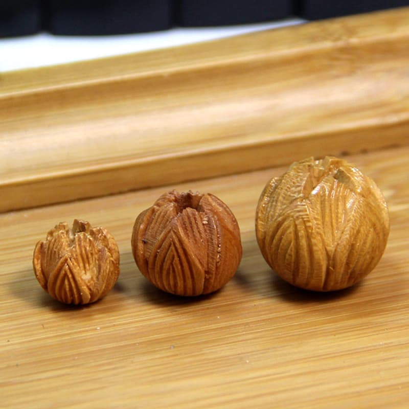 Natural Peach Wood Lotus Beads, Loose Beads Wholesale, Carved Lotus Peach Wood Jewelry Accessories, Beads for Handmade Jewelry