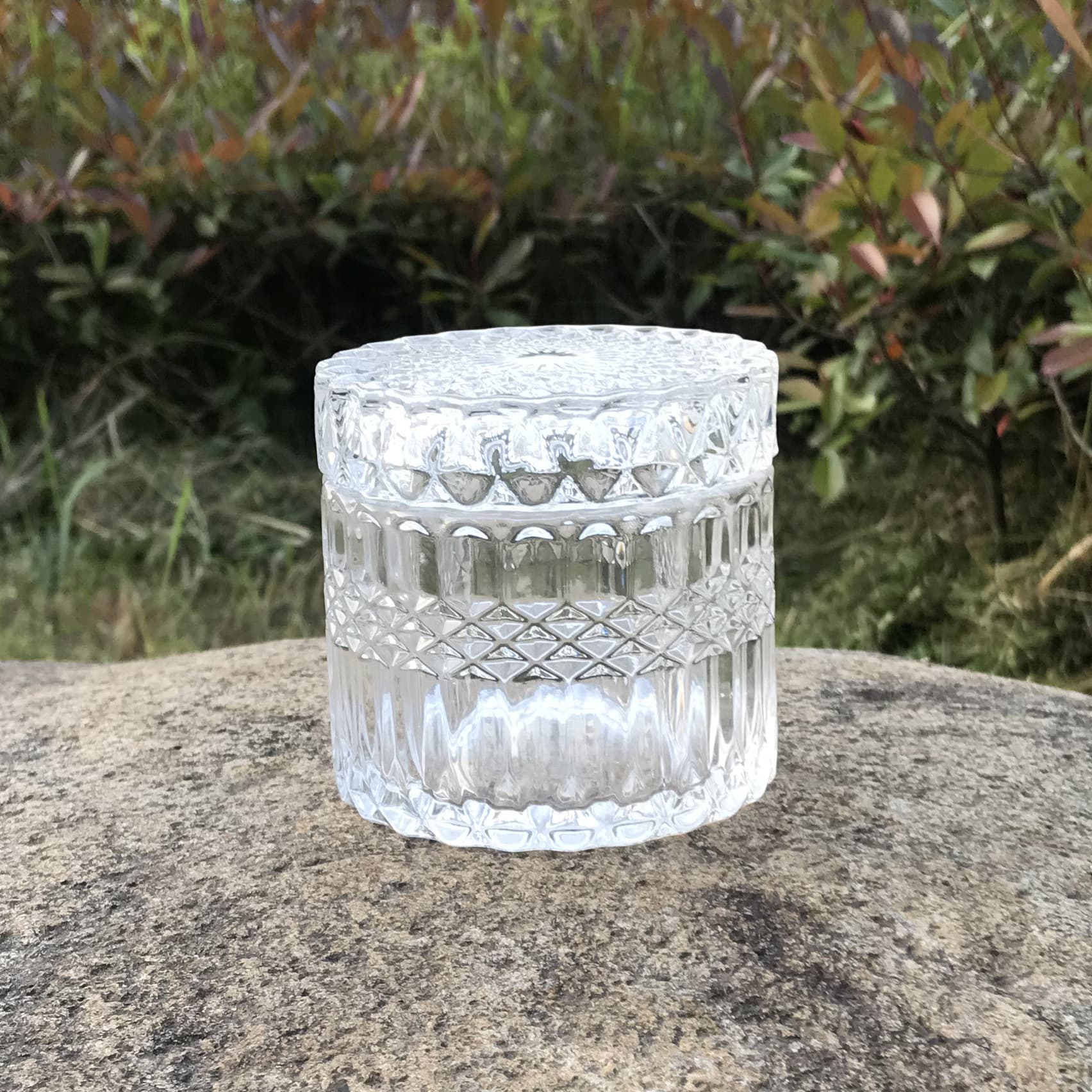 Transparent Crystal Glass Candle Holder with Gold Deer Lid Glass Storage Jar Candy Box Jewelry Box Wholesale