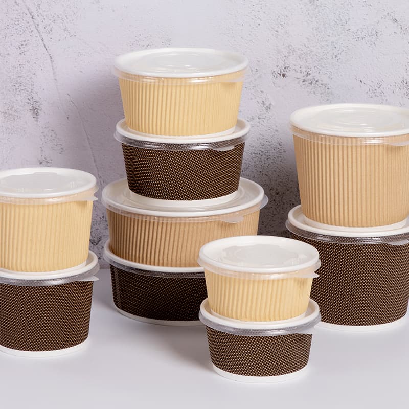 Disposable paper bowl, thickened three-layer corrugated paper lunch box, take-out round box, packed box lid, bento box lunch box with lid