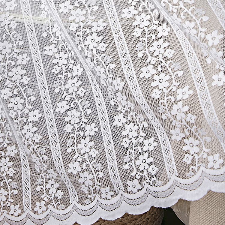 Fine Lace Window Sheer Fabric White Tablecloth Mosquito Net Curtain Wholesale Small Flower Cross-border Door Curtain Coffee Curtain Cross-border