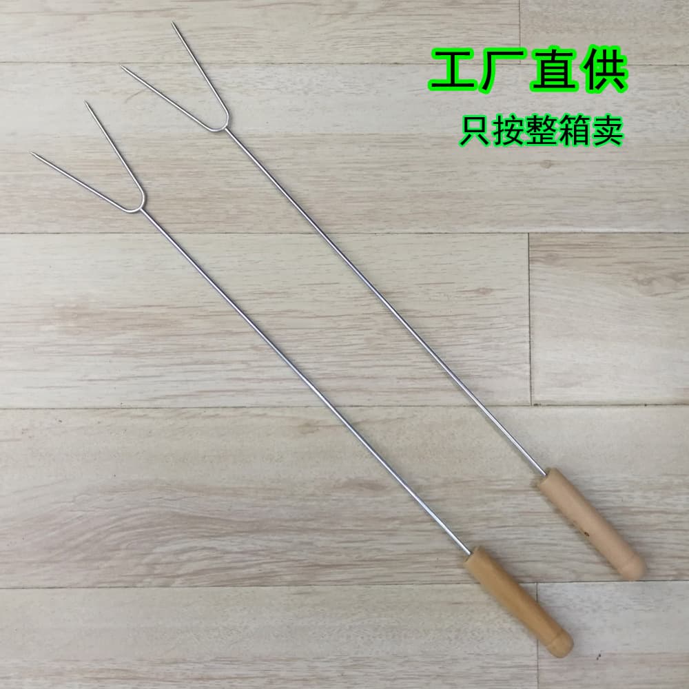 Factory direct supply, Zhenzhong grill skewers, sold by box only, various sizes, wooden handle, galvanized, chrome-plated, skewers, barbecue forks