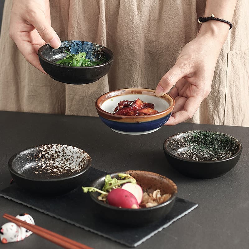 Japanese Ceramic Small Dish, Seasoning Dish, Vinegar Dish, Soy Sauce Dish, Dip Dish, Mini Round Household Sake Cup