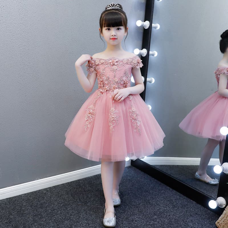 Girls' Evening Gown Princess Dress Children's Wedding Tulle Flower Girl Birthday Performance Host Piano Recital Outfit Summer
