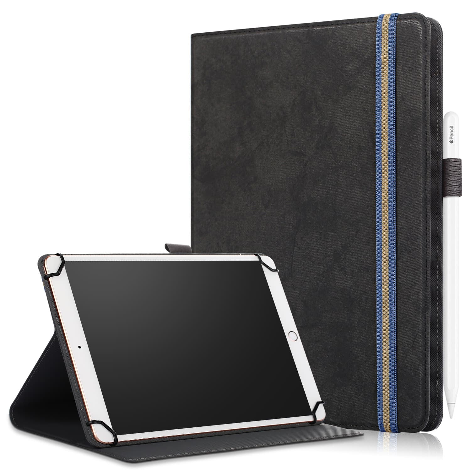 Suitable for Samsung tablet protective case, 8/9/10/11-inch universal tablet leather case, four-corner hook front support