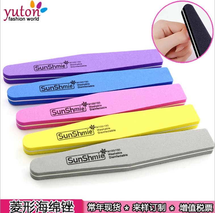NAIL FILES Cross-Border Stock Nail Tool Diamond Sponge File High-Elastic Cotton Double-Sided Sanding Nail File