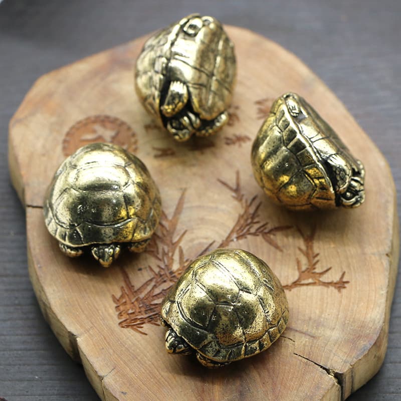 Vintage Brass Solid Turtle Creative Desktop Ornament Tortoise Shell Office Desk Wealth Decoration Stall Small Commodities