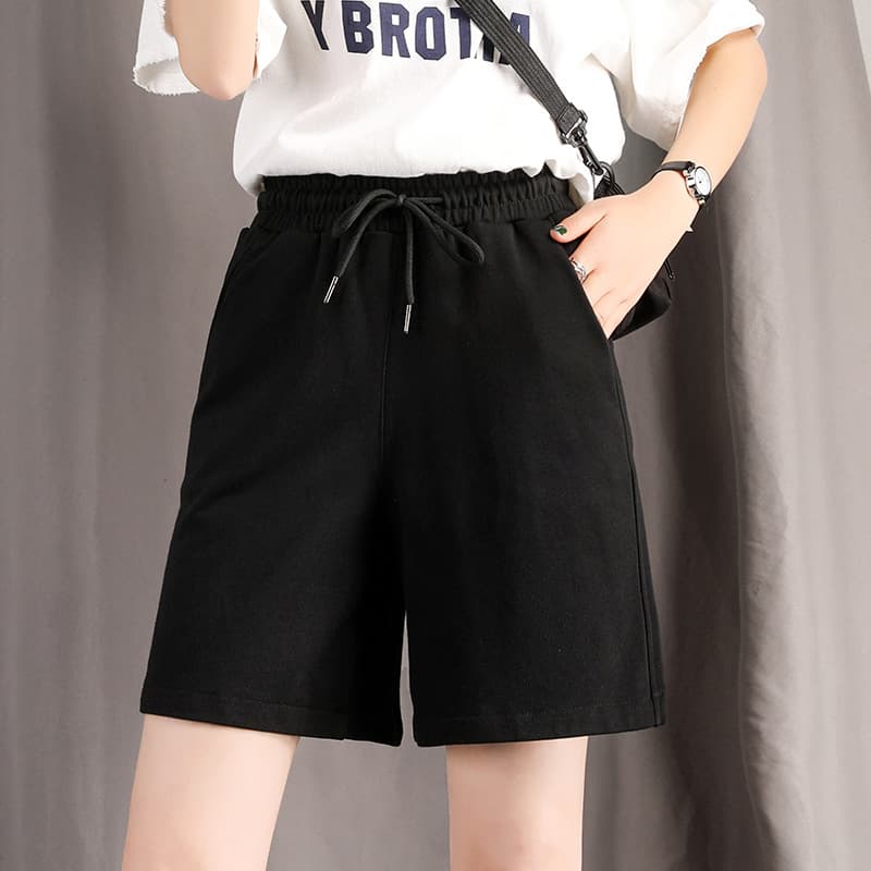 2026 New Style Loose Black Shorts for Women, Summer Boyfriend High-Waisted Sports Casual Mid-Length Shorts, Straight-Leg Hong Kong Style