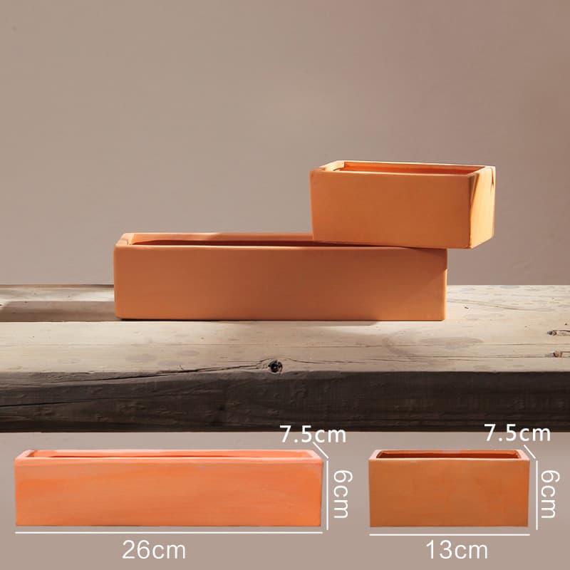 Rectangular Red Clay Flower Pot Succulent Ceramic Pot Garden Decoration Creative Long Pot Short Pot Terracotta Pot Wholesale