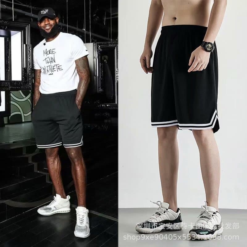 Men's Sports Basketball Shorts Casual Summer Ice Silk 5-Inch Shorts European and American Straight-Leg Running Mid-Length Shorts