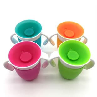 Silicone 360-Degree Baby Toddler Drinking Cup, Anti-Choke Training Cup with Handles