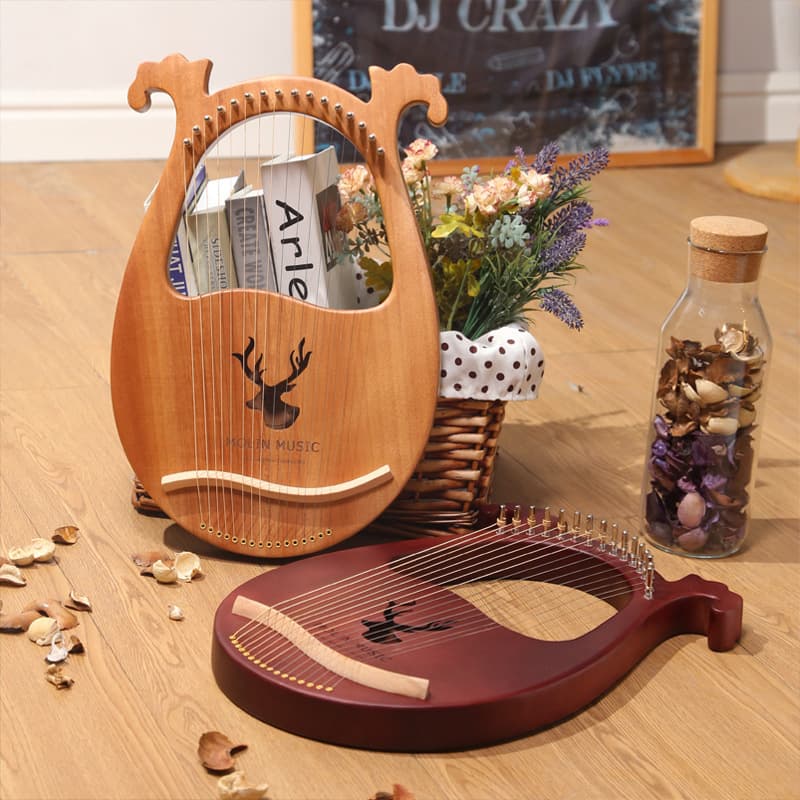Factory wholesale solid wood lyre with 16 strings, small harp, 16-note range, 10-string lyre, available for bulk purchase