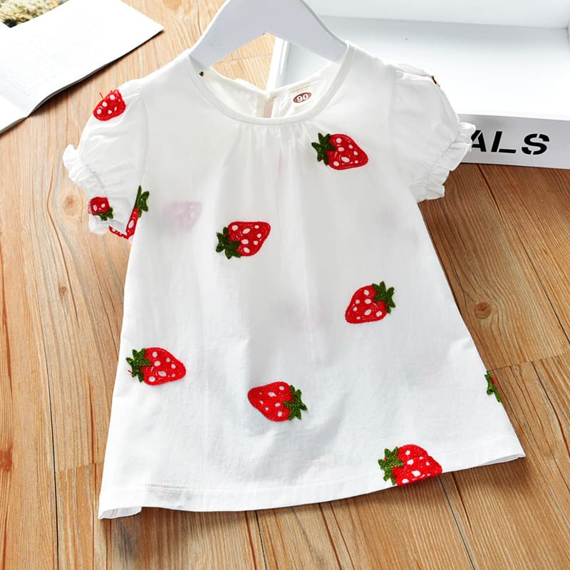 2026 Fashionable Kids Short Sleeve T-Shirt for Girls Summer New Arrival Children's Casual Top