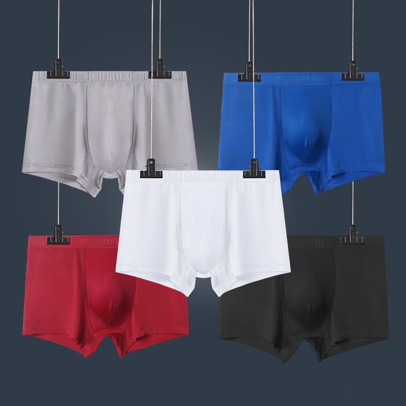 Men's Boxer Briefs Ice Silk Seamless One-Piece Breathable Fashion Plus Size Youth Trendy Four-Corner Shorts